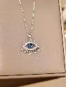 Trendy Evil Eye Necklace with Blue Stone _ Minimal Silver Charm Jewelry.webp
